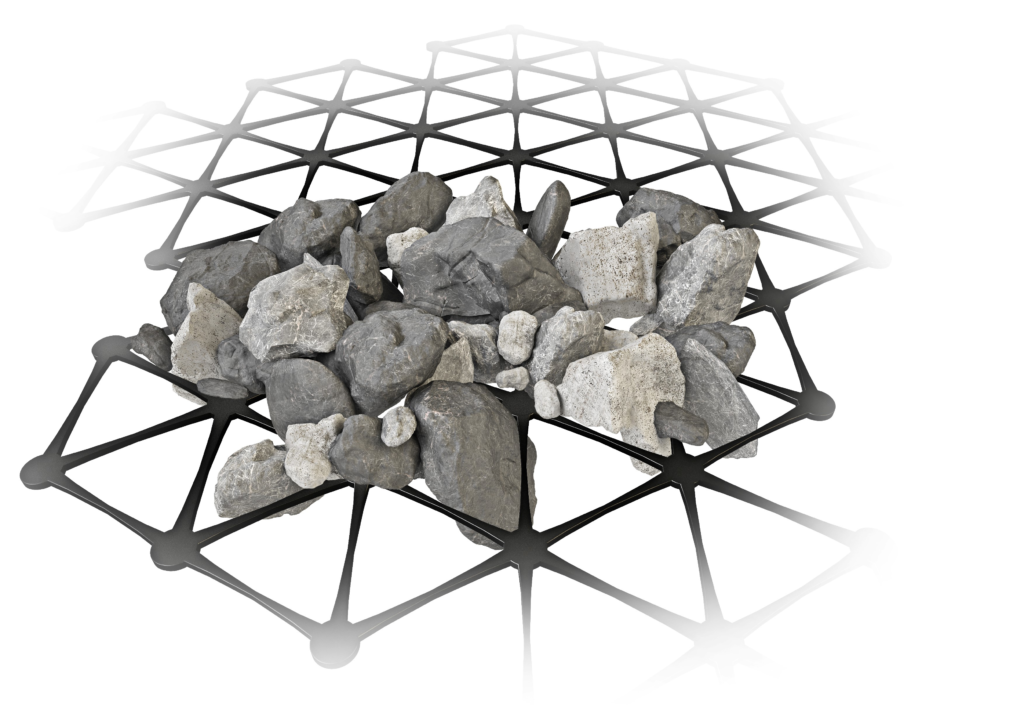 Road foundation triaxial geogrid